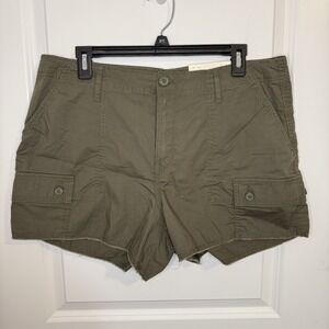 A.n.a Mid Rise Denim Shorts Size 12 3.5" Inseam Olive Green Stretch Cargo Light